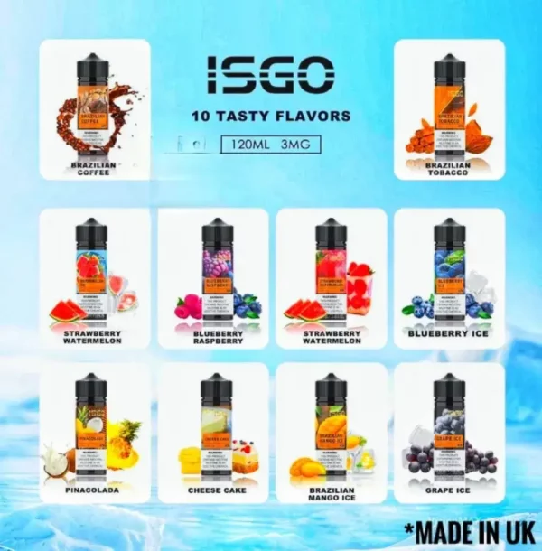 ISGO 120ml E Liquid 3mg All Flavors Dubai UAE